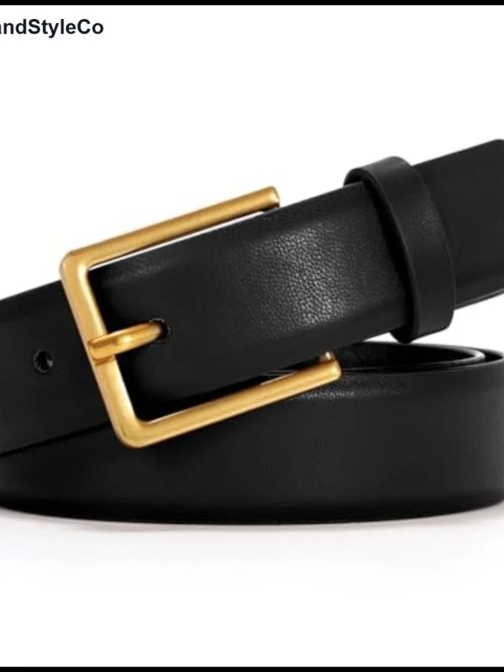 Women's Leather Belt with Rectangle Buckle, Faux Leather Dress Belt for Jeans,